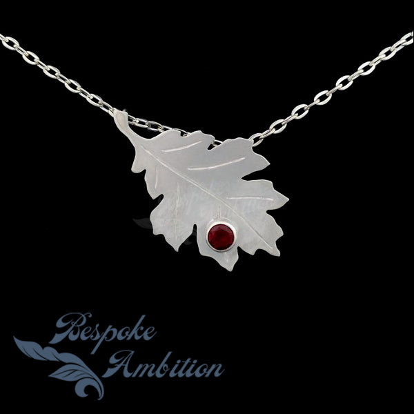 Garnet & Sterling Oak Leaf Pendant image 0