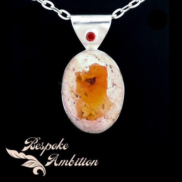 Fire Opal & Garnet Dragon Egg Pendant image 0