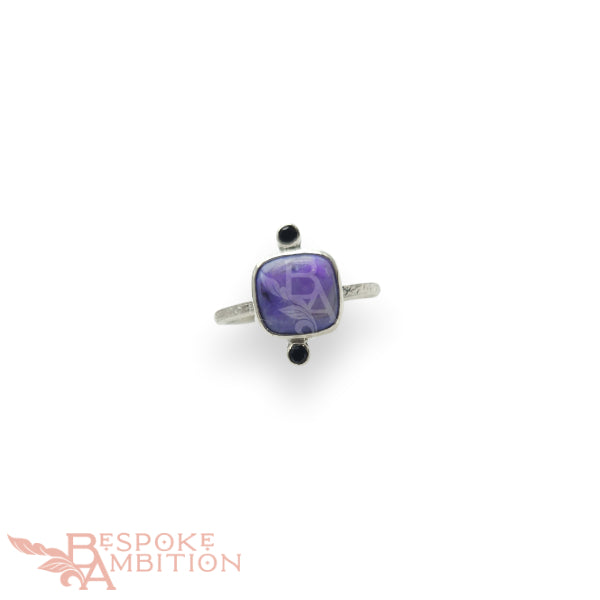 Charoite & Black Spinel RIng