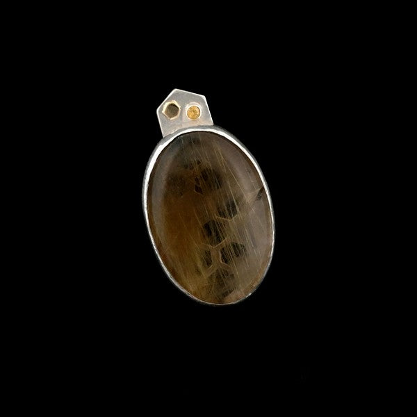 Rutilated Quartz Honeycomb Pendant